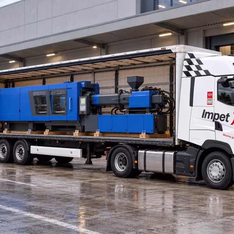 Transport maszyn dla produkcji, przemysłu. Transport frezarek, wtryskarek, cnc, obrabiarek oraz linii produkcyjnych